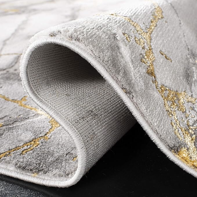 SAFAVIEH Craft Collection Runner Rug - 2'3" x 8', Grey & Gold, Modern Abstract Design, Non-Shedding & Easy Care, Ideal for High Traffic Areas in Living Room, Bedroom (CFT877F)