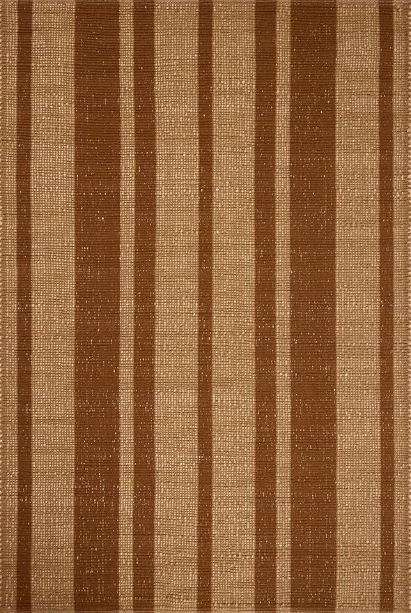 Loloi Leanne Ford Weatherstaff Collection WTS-04 Cinnamon/Natural 5'-0" x 7'-6" Area Rug Jute, Striped, Neutral, Living Room, Bedroom, Dining Room