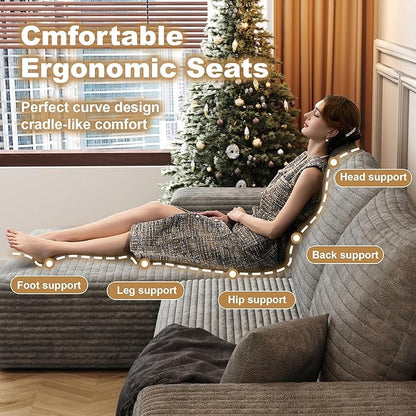 108" Sectional Couches for Living Room Modern Modular Sofa with L-Shape Couchs Upholstered Boneless Couch Deep Seat Sectional Couch with Chaise (Grey, Left Facing Chaise+2Seaters)