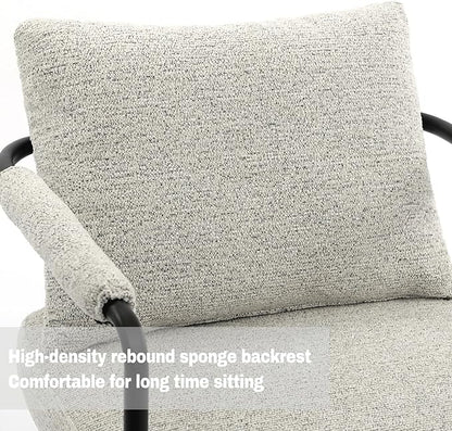 Accent Chairs Set of 2 for Living Room, Mid Century Modern Upholstered Reading Armchairs for Bedroom, Office, with Comfy Chenille Cushion & Metal Frame, Light Grey