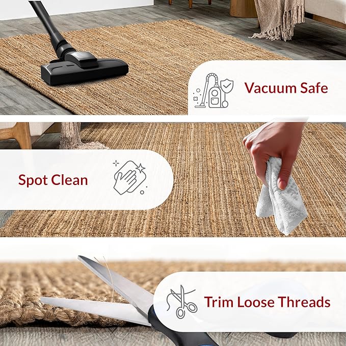 nuLOOM Ashli Solid Farmhouse Jute Area Rug, 10x13, Natural
