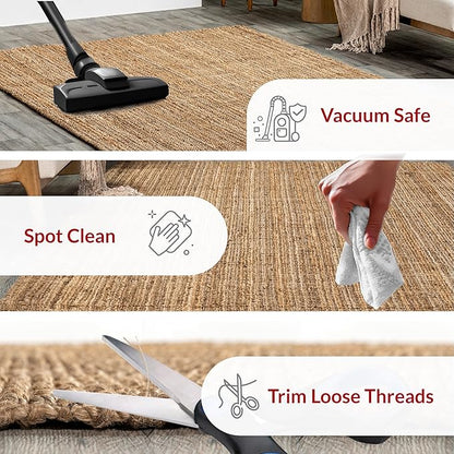 Nuloom Ashli Hand Woven, Natural, 5' x 8', Farmhouse, Jute, Soft and Textured, High Traffic, Stain Resistant, Easy Clean, Durable Area Rug for Bedroom, Living Room, Dining Space, Den, Foyer, Entryway