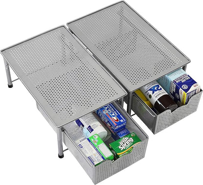 Simple Houseware Stackable Cabinet Basket Drawer Organizer, Silver
