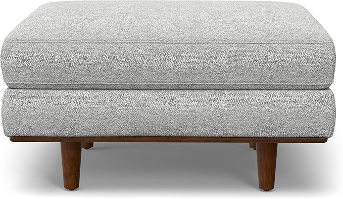 SIMPLIHOME Morrison Mid-Century Modern 72 inch Wide Sofa with Ottoman Set in Mist Grey Tightly Woven Performance Fabric for the Living Room and Family Room