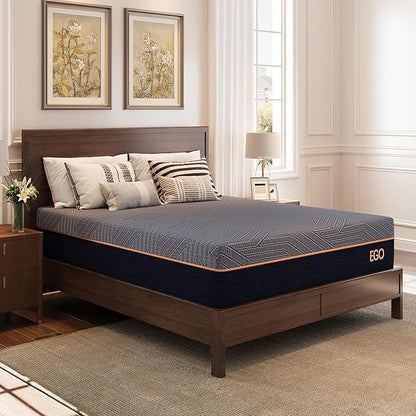 MLILY EGOHOME 12 Inch Twin XL Mattress, Copper Gel Cooling Memory Foam Mattress for Back Pain Relief,Therapeutic Mattress Bed in a Box, Made in USA, CertiPUR-US Certified, 38x80x12 Black