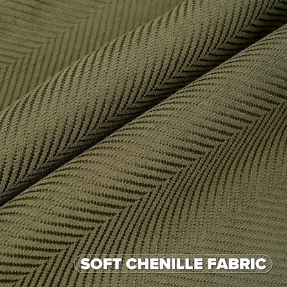 FUTEI Olive Green Chenille Throw Pillow Covers 26x26 Inch Set of 2,Soft Wide Chevron Textured Euro Pillow Shams,Farmhouse Home Decor for Couch Bed Living Room