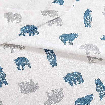 Eddie Bauer- King Sheet Set, Cotton Flannel Bedding Set, Brushed for Extra Softness, Cozy Home Décor (Bear Mountain Grey, King)