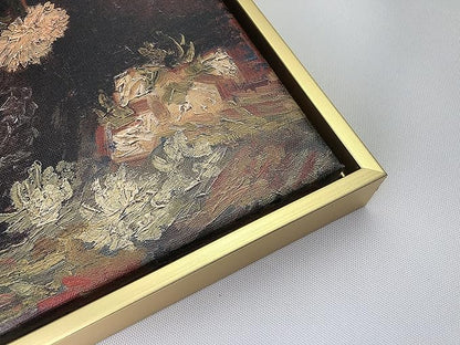 Wieco Art Framed Canvas Wall Art Vase with Chinese Asters and Gladioli by Van Gogh Oil Paintings Modern Abstract HD Canvas Prints Flowers Artwork Pictures for Living Room Wall Decor