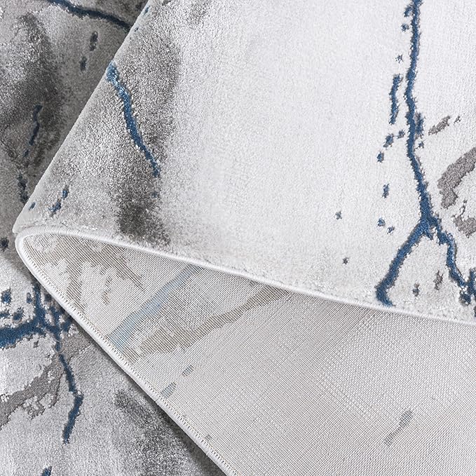 SAFAVIEH Craft Collection Runner Rug - 2'3" x 12', Ivory Grey & Blue, Modern Abstract Design, Non-Shedding & Easy Care, Ideal for High Traffic Areas in Living Room, Bedroom (CFT877M)