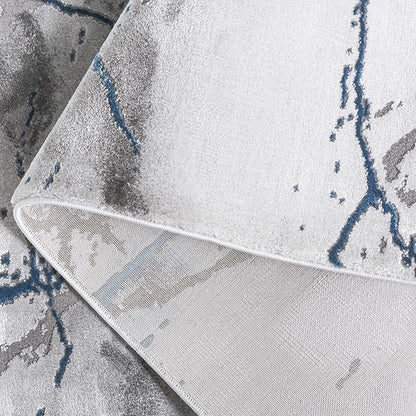 SAFAVIEH Craft Collection Runner Rug - 2'3" x 12', Ivory Grey & Blue, Modern Abstract Design, Non-Shedding & Easy Care, Ideal for High Traffic Areas in Living Room, Bedroom (CFT877M)