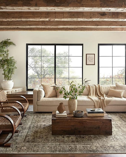 Loloi Magnolia Home by Joanna Gaines Sinclair Collection SIN-01 Pebble/Taupe 2'-3" x 7'-6", .25" Pile Height, Machine Washable, Runner Rug