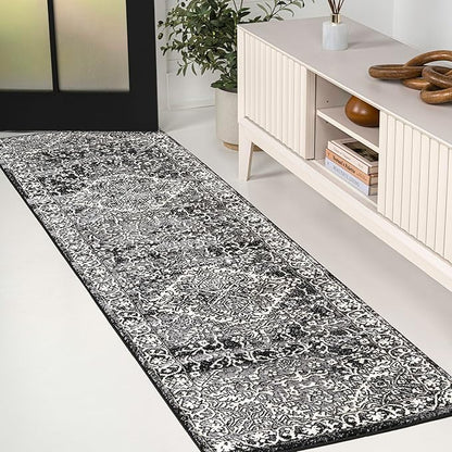 JONATHAN Y Vintage Medallion Indoor Runner Rug Black 2X8, Modern Boho for Living Room, Bedroom, Kitchen, Office, Easy-Cleaning, High Traffic, Pet-Friendly, Non-Shedding MDP100D-28