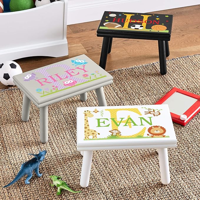 Let’s Make Memories Personalized My Own Name Step Stool - Children’s Step Stool - Sturdy Wood – Non-Toxic Paint, Sealer - Mermaid Design - Espresso - 14’Wx9.25”Lx8.75”H - Ages 3+
