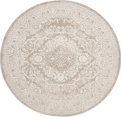 SAFAVIEH Area Rug 10' Round - Reflection Collection - Large - Beige & Cream, Non-Shedding & Easy Cleaning, Ideal for Living Room, Bedroom (RFT668A)
