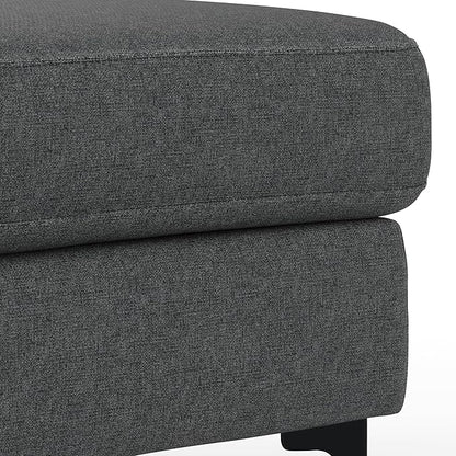 SIMPLIHOME Ava Ottoman in 100% Recycled Polyester Tightly Woven Performance Fabric, Pebble Grey, 36-inches Wide, Mid-Century Modern Multipurpose Table Ottoman or Footrest, Assembled, for Living Room