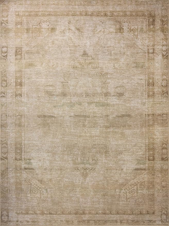 Loloi Amber Lewis Cambria Collection CBR-04 Natural/Jade 3'-6" x 5'-6" Accent Rug Jute, Neutral, Vintage Style, Antique Tone, Living, Bedroom, Dining, Carpet
