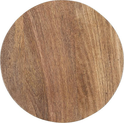 Kate and Laurel Dahl Wooden Round Drink Table; 8 x 23; Natural Brown; Transitional Boho Circle Wood Accent Pedestal Table for Living Room Plant Stand or Small Bedroom Nightstand