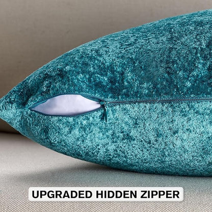 FUTEI Teal Flannel Throw Pillow Covers 24x24 Inch Set of 2,Soft Dimensional Textured European Cushion Cases,Modern Home Decor for Couch Living Room