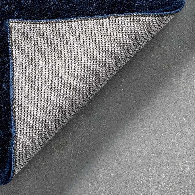 nuLOOM 5' x 8' Cozy Plush SuperiorWash Area Rug, Machine Washable, Non-Slip, Soft Fluffy Shag Carpet for Living Room Bedroom Kids Room Nursery Home Decor, Loni Navy