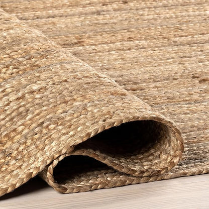 nuLOOM 12x15 Rigo Jute Hand Woven Area Rug, Natural, Solid Farmhouse Design, Natural Fiber, For Bedroom, Living Room, Dining Room, Hallway, Office, Kitchen, Entryway