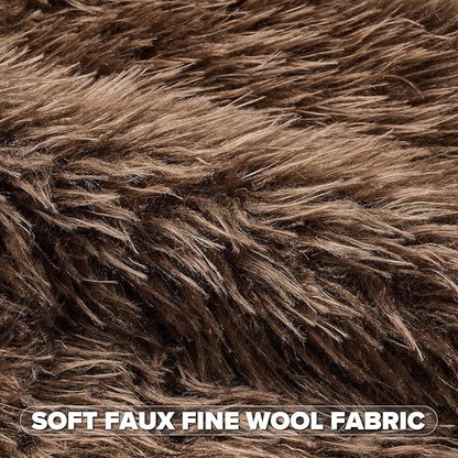 FUTEI Dark Brown Decorative Throw Pillow Covers 18x18 Inch Set of 2,Soft Cozy Faux Fine Wool Textured Cushion Case,Modern Home Luxury Decor for Couch Bed Living Room