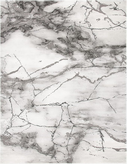 SAFAVIEH Craft Collection X-Large Area Rug - 12' x 15', Grey & Silver, Modern Abstract Design, Non-Shedding & Easy Care, Ideal for High Traffic Areas in Living Room, Bedroom (CFT877G)