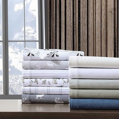 Eddie Bauer - Queen Sheets, Cotton Flannel Bedding Set, Brushed For Extra Softness, Cozy Home Decor (Woodlands Friends, Queen)