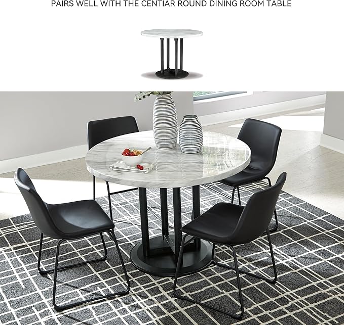 Signature Design by Ashley Centiar Mid Century Dining Room Bucket Chair, 2 Count, Black