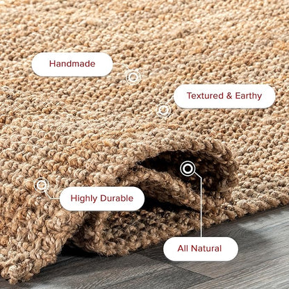 Nuloom Ashli Hand Woven, Natural, 2' 6" x 8', Farmhouse, Jute, Soft and Textured, High Traffic, Stain Resistant, Easy Clean, Durable Runner for Bedroom, Living Room, Dining Space, Den, Foyer, Entryway
