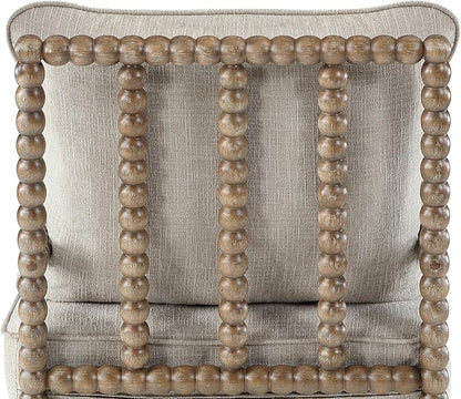 DUHOME Linen Fabric Spindle Accent Chair with Wood Frame,Modern Accent Chairs with Padded Spring Seat and Brushed White Base for Living Room Bedroom Farmhouse Home Office Belcony