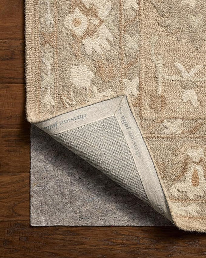 Loloi Chris Loves Julia Dorothea Collection DRT-02 Khaki/Dove 9'-3" x 13' Area Rug Wool Neutral Floral Living Room Bedroom Carpet