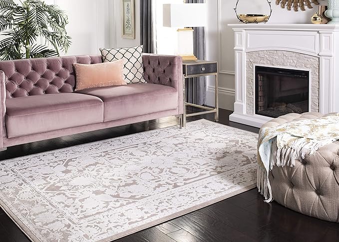 SAFAVIEH Area Rug 4x6 - Reflection Collection - Beige & Cream, Non-Shedding & Easy Cleaning, Ideal for Entryway, Living Room, Bedroom (RFT665A)