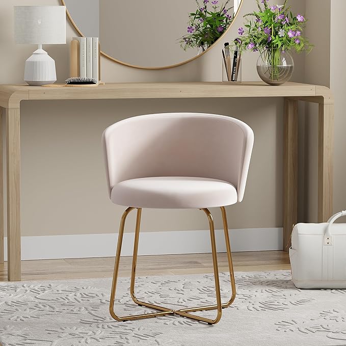 Hillsdale Marisol Metal Vanity Stool for Makeup Room or Bathroom, Gold