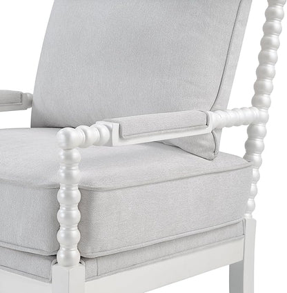 Morden Fort Linen Fabric Spindle Accent Chairs Set of 2, French Style Chairs with High Resilience Spring Cushion and Armrest Pads, Leisure Armchair for Living Room Bedroom Farmhouse Office Balcony