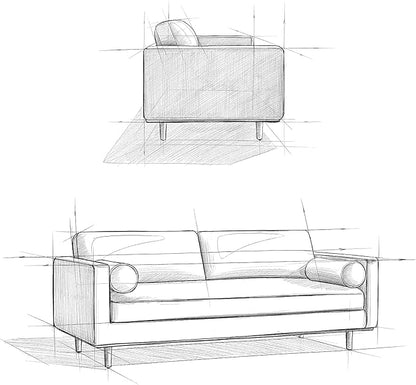 SIMPLIHOME Morrison 89-inch Wide Sofa in Charcoal Grey Woven-Blend Fabric, Handcrafted Mid-Century Modern Couch for Living Room or Family Room, Single Bench Cushion, Bolster Pillows