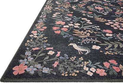 Loloi Rifle Paper Co. Maison Collection MAO-04 Tuileries Black 2'-6" x 9'-6", .19" Pile Height, Runner Rug