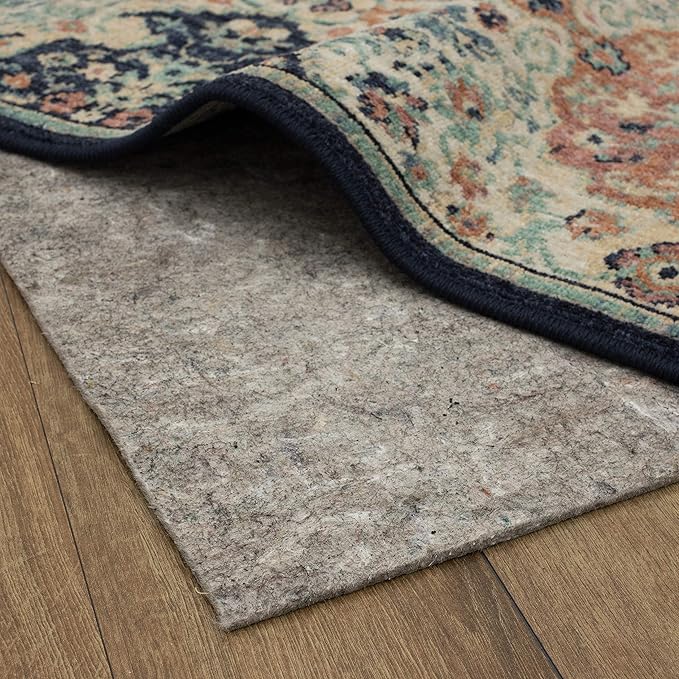 Mohawk Home 12' x 15' Non Slip Grip Rug Pad 3/8" Thick Dual Surface Felt Cushion + Rubber Gripper - Safe for All Floors
