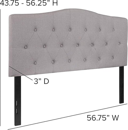 EMMA + OLIVER Arched Button Tufted Full Size Headboard in Light Gray Fabric
