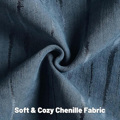FUTEI Navy Blue Chenille Decorative Throw Pillow Covers 18x18 Inch Set of 2,Soft Embossed Striped Textured Cushion Case,Modern Home Decor for Couch Bed Living Room