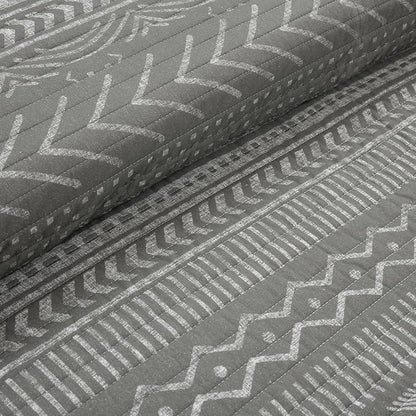 Lush Decor Hygge Geo Pattern Striped 3 Piece Quilt Bedding Set, Full/Queen, Charcoal