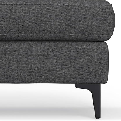 SIMPLIHOME Ava Ottoman in 100% Recycled Polyester Tightly Woven Performance Fabric, Pebble Grey, 36-inches Wide, Mid-Century Modern Multipurpose Table Ottoman or Footrest, Assembled, for Living Room