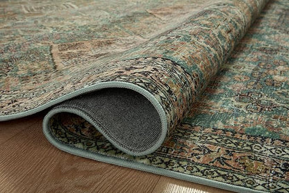 Loloi Magnolia Home by Joanna Gaines Sinclair Collection SIN-03 Turquoise/Multi 2'-3" x 11'-6", .25" Pile Height, Machine Washable, Runner Rug