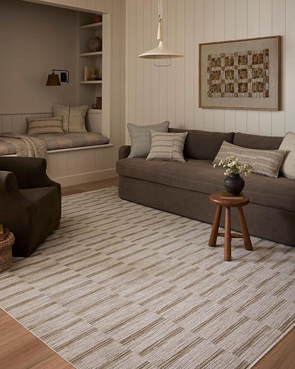 Loloi Amber Lewis Cali Collection CIL-04 Ivory/Tobacco 11'-6" x 15'-7", .25" Pile Height, Area Rug