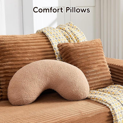 108" Boneless Couches for Living Room, Modular Sectional Sofa with Oversized Chaise, L-Shape Cloud Couch with Deep Seat, High-Density Memory Foam, No Assembly Required, Plush Corduroy Brown