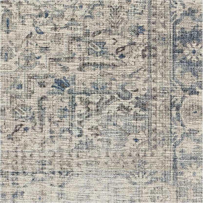 RUGGABLE Washable Vintage Runner Rug – Kamran Blue Quartz 2.5x10, Stain-Resistant, Non-Slip Hallway Runner – Machine Washable Rug for Hallway, Entryway, Living Room & Kitchen–with Standard Pad