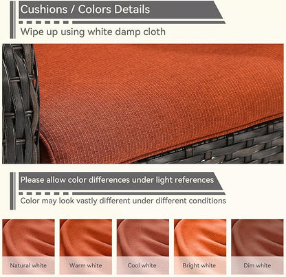Outdoor Swivel Rocker Patio Chairs Set of 2 - Outdoor Wicker Patio Conversation Sets 2 Pieces with Olefin Fabric Cushions Suitable for Backyard Deck and Porch, Orange
