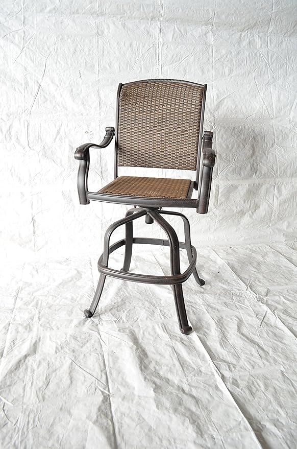 Santa Clara Outdoor Patio Set 6pc Swivel Barstools 30" H Dark Bronze Cast Aluminum