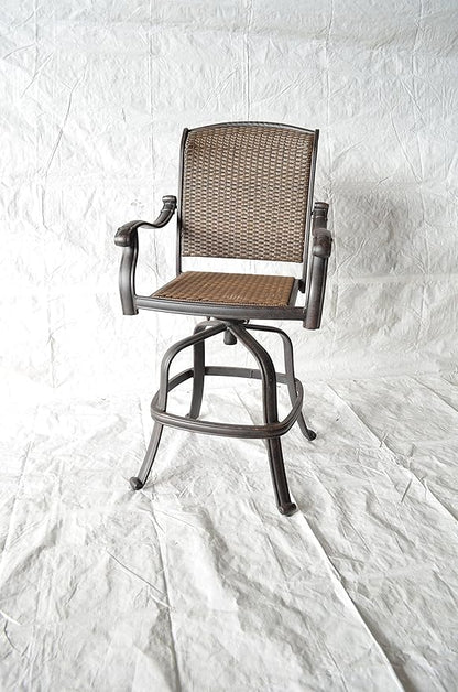 Santa Clara Outdoor Patio Set 6pc Swivel Barstools 30" H Dark Bronze Cast Aluminum