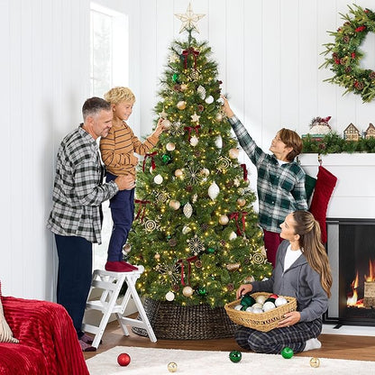 Best Choice Products 4.5ft Pre-Lit Scotch Pine Christmas Tree, Premium Pre-Decorated Artificial Holiday Decor w/ 396 Branch Tips, 2-in-1 White and Multicolor LED Lights, Cordless Setup