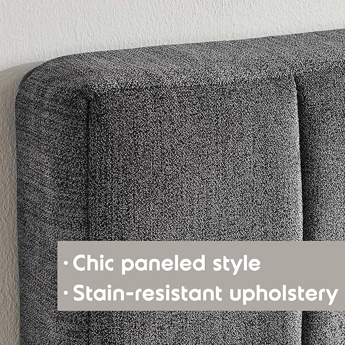 Upholstered Full Headboard - Easy Assemble Channel Stitched Headboard Full Size - Wall Mounted Headboards with 3D Soundproof Wall Panels Peel & Stick Floating Headboards, Grey